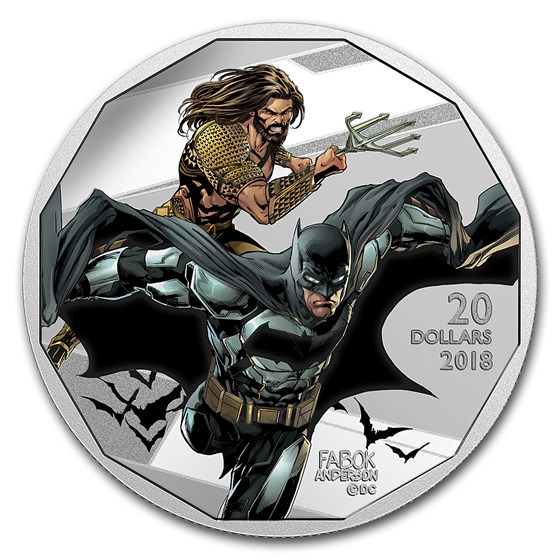 2018 Canada 1 oz Ag $20 The Justice League™: Batman and Aquaman 2018 Canada 1 oz Ag $20 The Justice League™: Batman and Aquaman